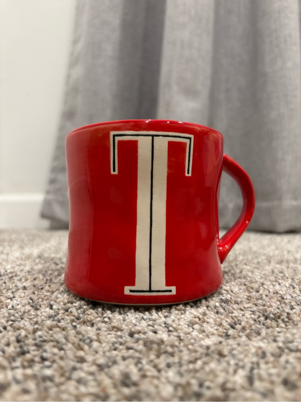 Anthropologie “Colorway” Hand painted Monogram Mug Featuring A Bold Letter T